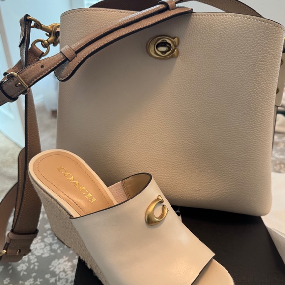 Coach Willow SB Chalk Leather Bag & Wedges – Designer Bundle - Picture 1 of 11